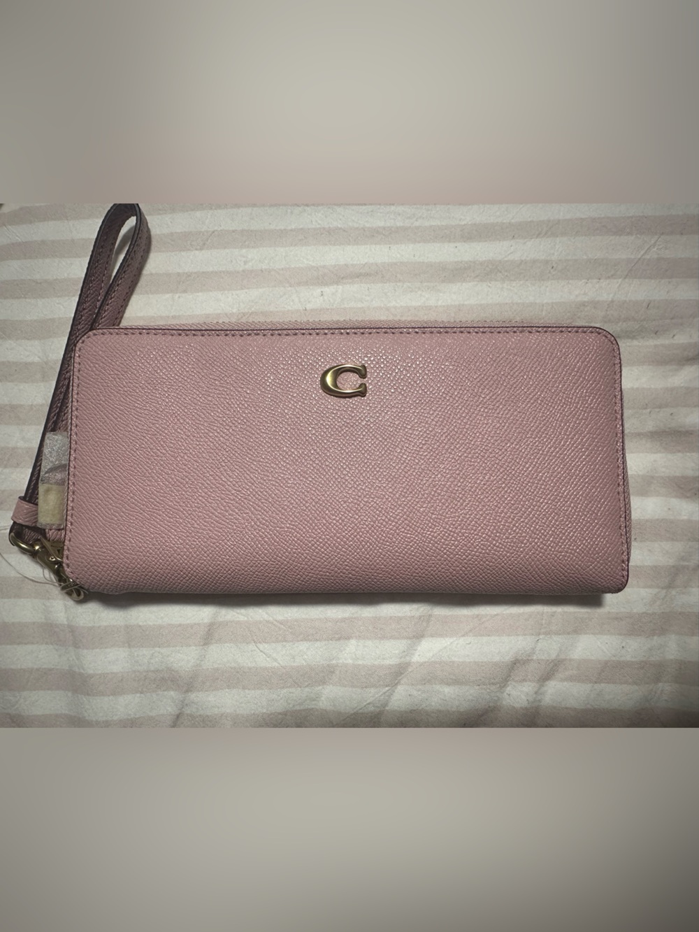 Coach Pink Wristlet Wallet with Gold 'C' Logo